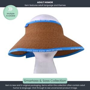 Smartass & Sass Woven Sun Visor Hat – Brown with Blue Trim